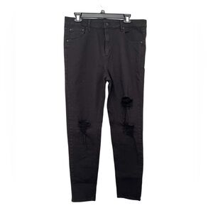Black Distressed Jeans Women Size 14